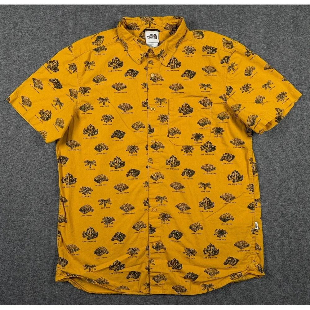 The North Face Mens Baytrail Campfire Shirt Yellow NF0A55ND Short Sleeve Large